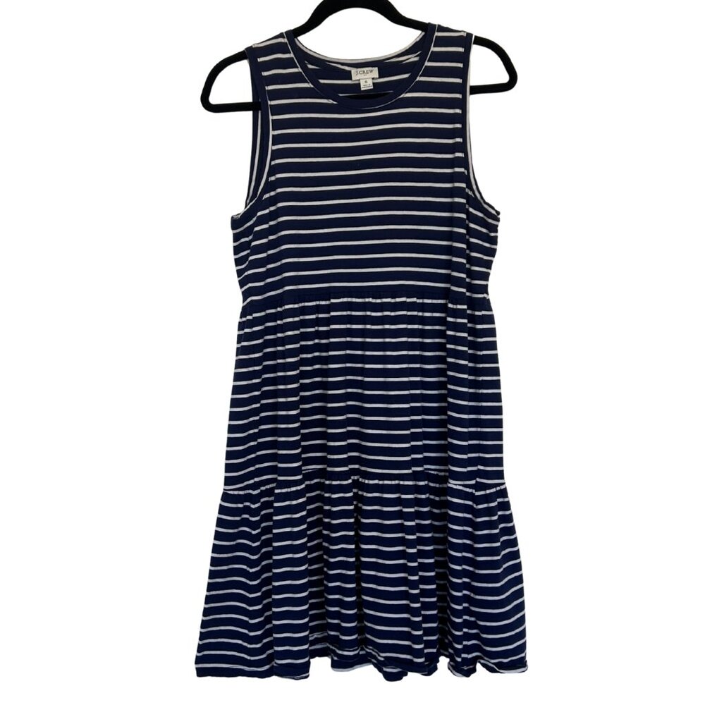 J. Crew Factory Navy and White Striped Dress 100% cotton